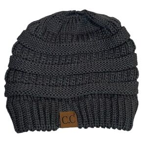 CC Beanie Dark Gray with Ponytail Top Opening